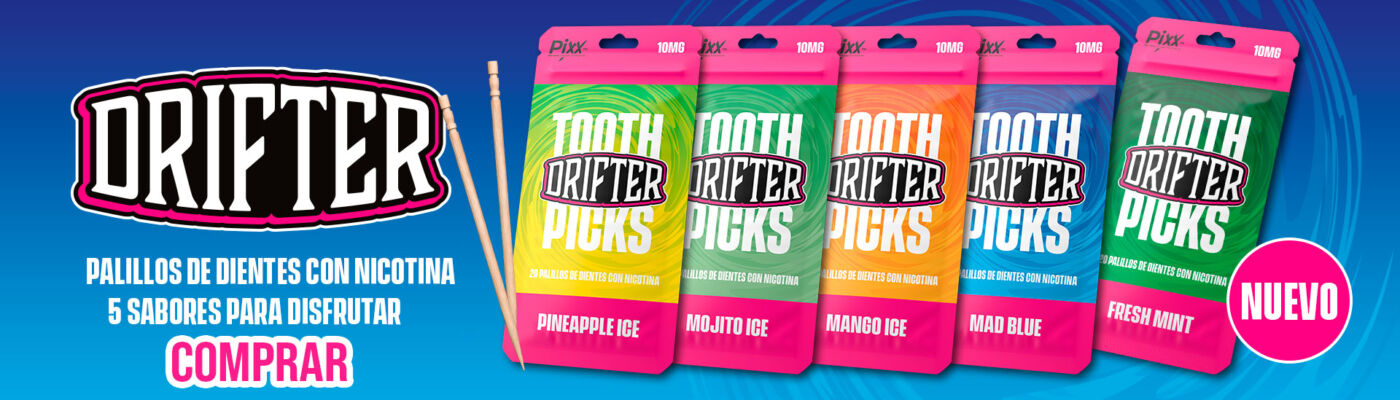Tienda Vaper Barato, Vapers Desechables Y Recargables | Yonofumoyovapeo.com banner nuevos palillos de nicotina de drifter en yonofumoyovapeo